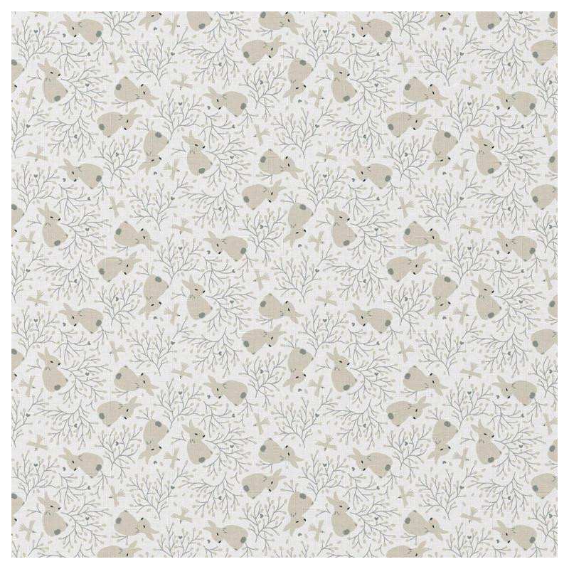 Algodón estampado TAMKANIN Blanco / Lino